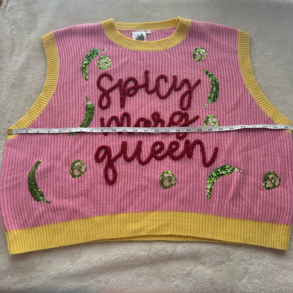 Queen of Sparkles Spicy Margarita Jalapeño Sequin Sweater Vest L NWOT - Picture 12 of 12
